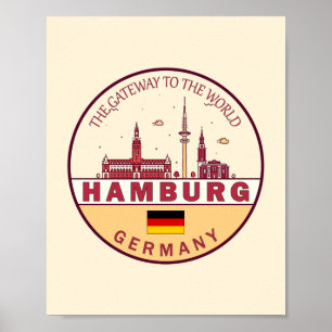 Hamburg Tyskland City Skyline Emblem Poster