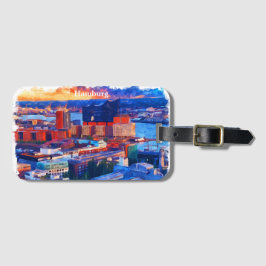 Hamburg Tyskland City View Watercolor Bagagebricka