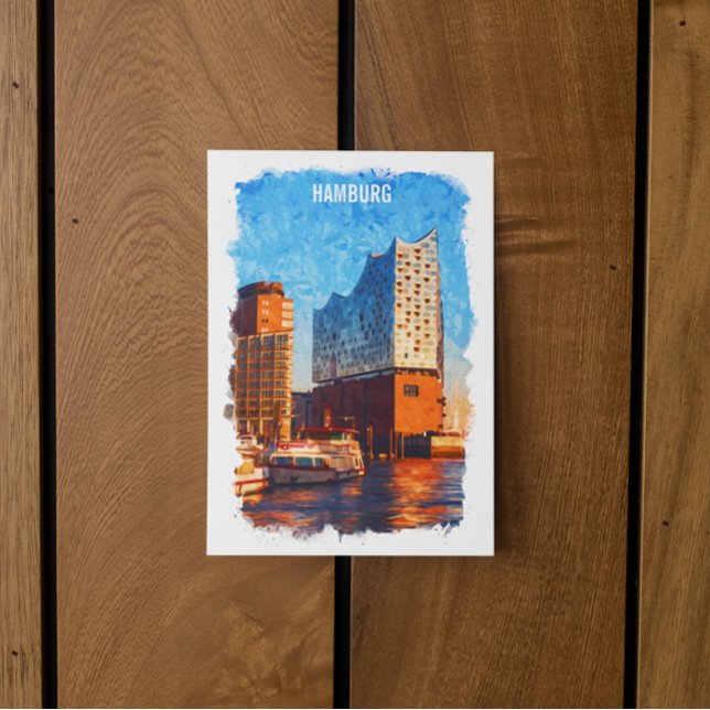 Hamburg Tyskland Elbphilharmonie Travel Vykort (hamburg germany watercolor)