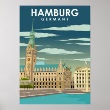 Hamburg Tyskland European City Travel Illustration