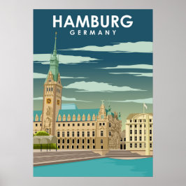 Hamburg Tyskland European City Travel Illustration Poster