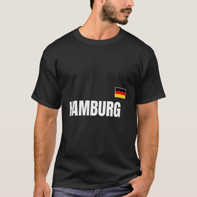 Hamburg Tyskland Flagga German Flagga Hamburg T Shirt (Framsida)