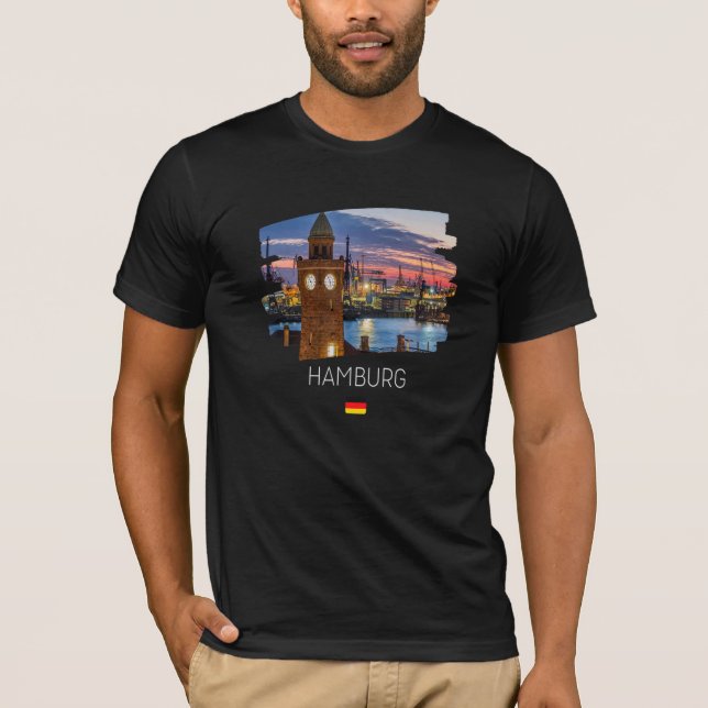 Hamburg Tyskland Flagga T Shirt (Framsida)