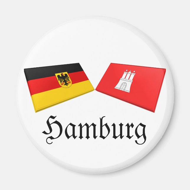 Hamburg, Tyskland Flagga Tiles Magnet (Framsidan)
