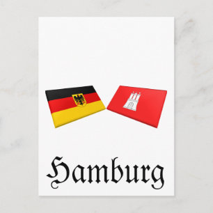Hamburg, Tyskland Flagga Tiles Vykort