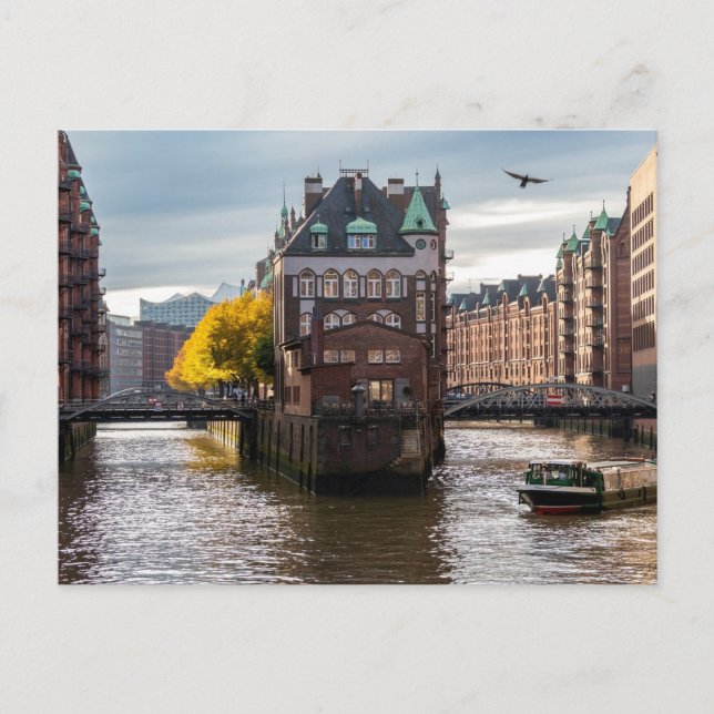 Hamburg, Tyskland Gamla Byggnad på kanalen Vykort (Framsida)