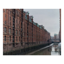 Hamburg Tyskland Kanal Lagerhus på Vinter