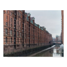 Hamburg Tyskland Kanal Lagerhus på Vinter