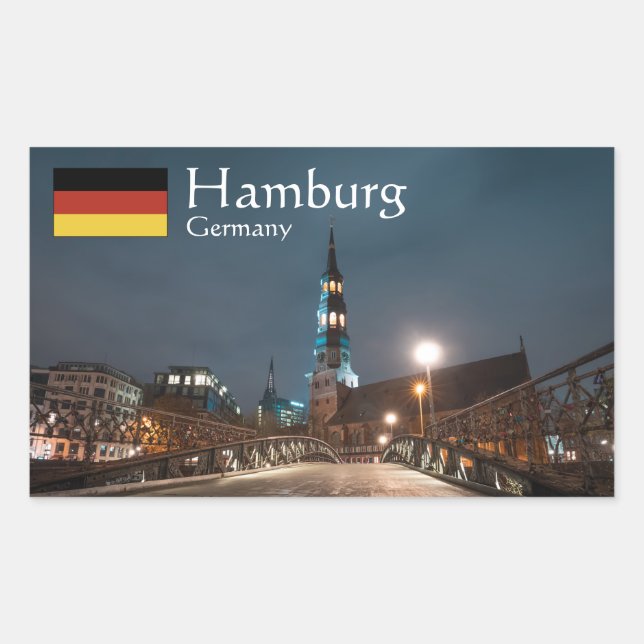 Hamburg Tyskland Rektangulärt Klistermärke (Framsida)