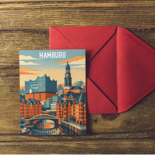 Hamburg Tyskland Resa Minimalistisk Hamn  Vykort