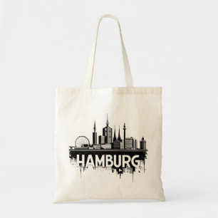 Hamburg Tyskland Siluett-Stadsbild Urban Reflexion Tygkasse