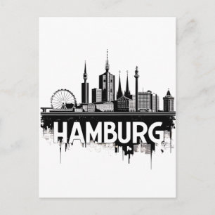 Hamburg Tyskland Siluett-Stadspanorama Urban Refle Vykort