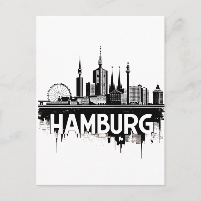 Hamburg Tyskland Siluett-Stadspanorama Urban Refle Vykort (Framsida)