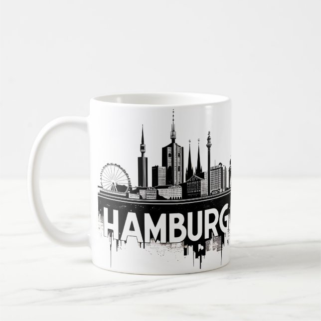 Hamburg Tyskland Skyline-Cityscape Urban Reflectio Kaffemugg (Vänster)