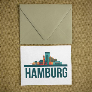 Hamburg Tyskland Skyline Cityscape Vykort