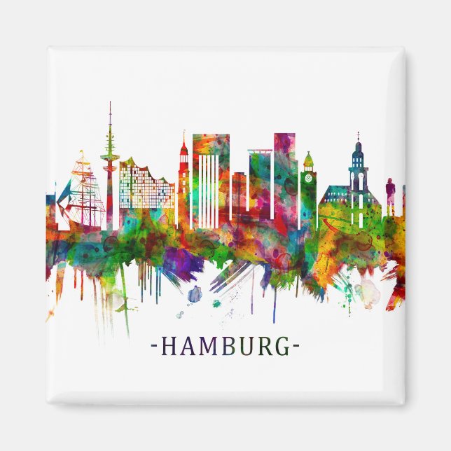 Hamburg Tyskland Skyline Magnet (Framsidan)