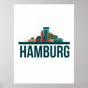 Hamburg Tyskland Skyline Poster