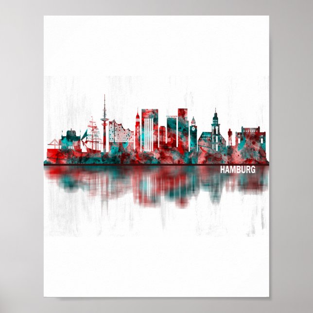 Hamburg Tyskland Skyline Poster (Framsidan)