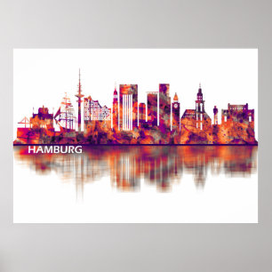 Hamburg Tyskland Skyline Poster