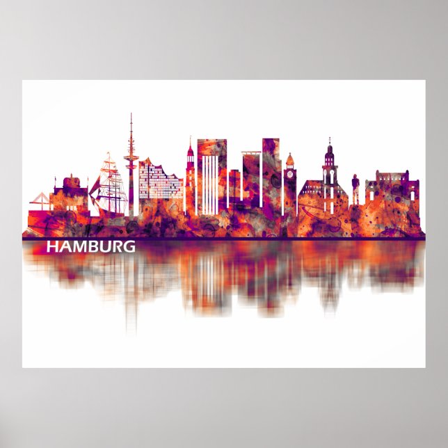 Hamburg Tyskland Skyline Poster (Framsidan)