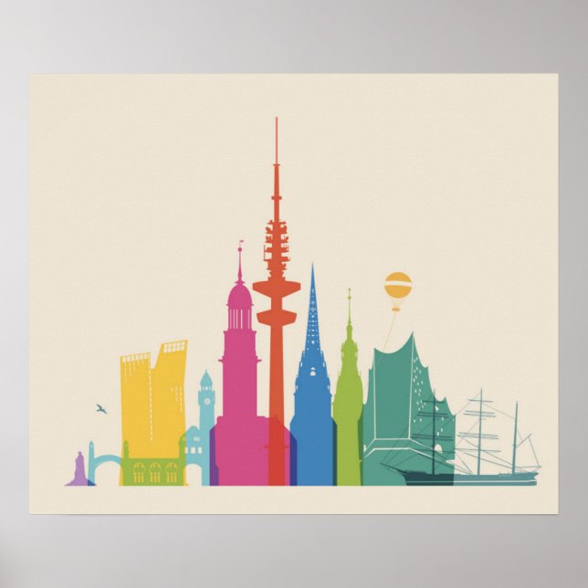 Hamburg Tyskland Skyline Poster (Framsidan)