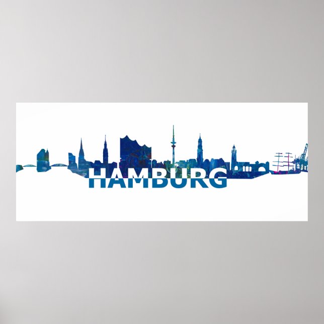 Hamburg Tyskland Skyline Silhouette Poster (Framsidan)
