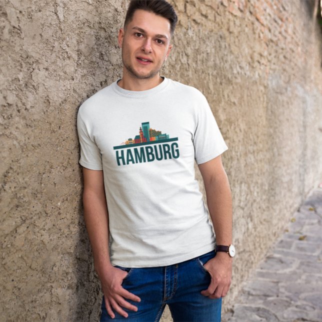Hamburg Tyskland Skyline T-Shirt (Hamburg Germany Skyline T-Shirt)