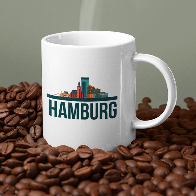 Hamburg Tyskland Skyline T-Shirt Kaffemugg (Hamburg Germany coffee mug)