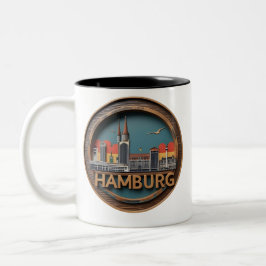 Hamburg Tyskland Skyline - Vintage Circle Cityscap Två-Tonad Mugg