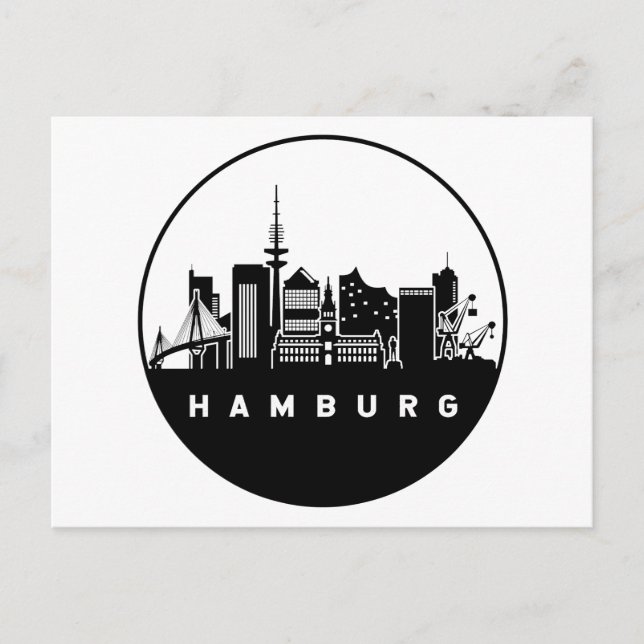 Hamburg Tyskland Skyline Vykort (Framsida)