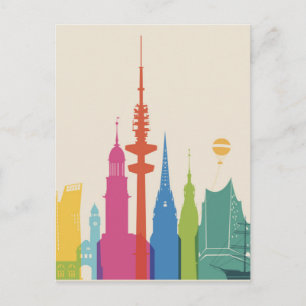 Hamburg Tyskland Skyline Vykort