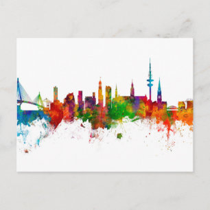 Hamburg Tyskland Skyline Vykort