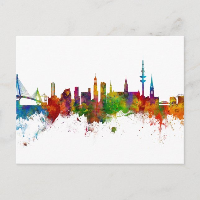 Hamburg Tyskland Skyline Vykort (Framsida)