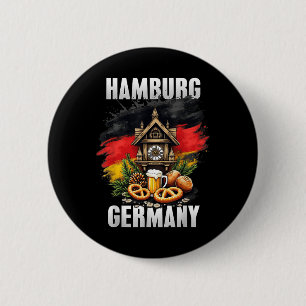Hamburg Tyskland Souvenir German Flagga Travel Knapp
