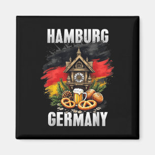 Hamburg Tyskland Souvenir German Flagga Travel Magnet
