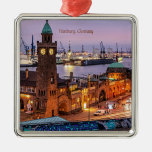 Hamburg Tyskland stadsbildsfoto Julgransprydnad Metall