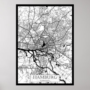 Hamburg Tyskland Stadskarta Poster