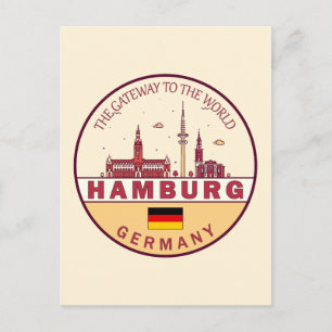 Hamburg Tyskland Stadssiluett Emblem Vykort