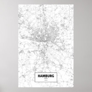 Hamburg Tyskland (svarten på vit) Poster