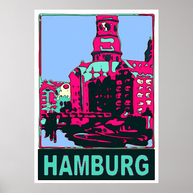 Hamburg Tyskland Travel Poster (Framsidan)
