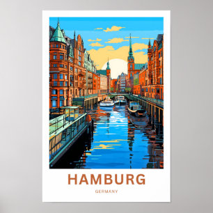 Hamburg Tyskland Travel Print Poster