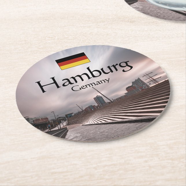 Hamburg Tyskland Underlägg Papper Rund (Vinklad)
