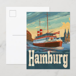 Hamburg Tyskland Vintage Retro Reseskisser Illustr Vykort