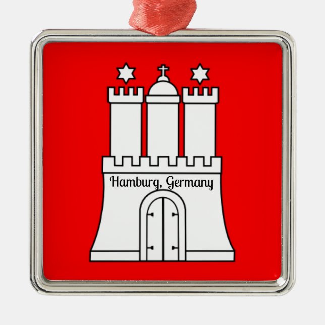 Hamburg, Tysklandare flagga Julgransprydnad Metall (Framsidan)