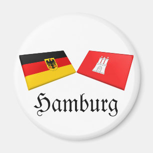 Hamburg Tysklandflagga belägger med tegel Magnet