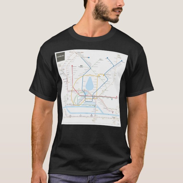 Hamburg U-Bahn S-Bahn karta T Shirt (Framsida)