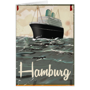Hamburg Vintage resor poster Hälsningskort