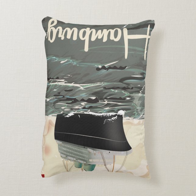 Hamburg Vintage Resoraffisch Prydnadskudde (Baksidan(Vertikal))