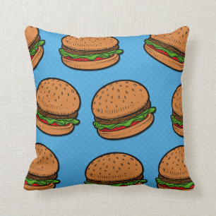 Hamburgare all över roligt kudder kudde