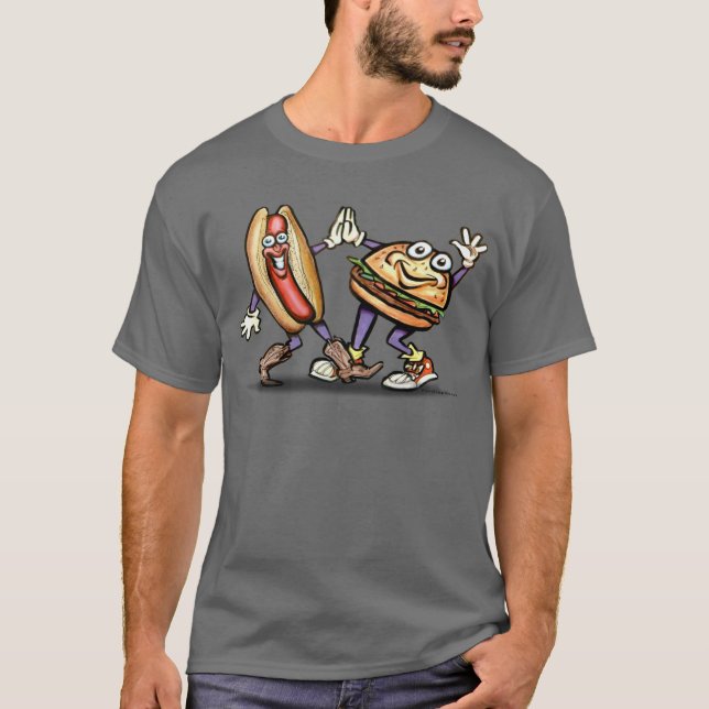 Hamburgare för varmkorv n tee shirt (Framsida)